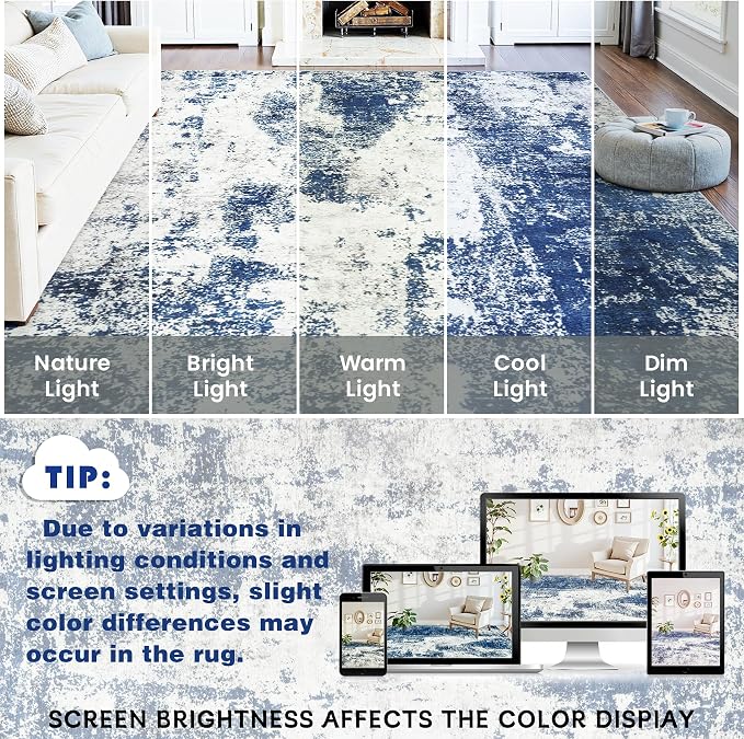 Area Rug Living Room Rugs: 8x10 Large Soft Indoor Carpet Modern Abstract Decor - Image 10