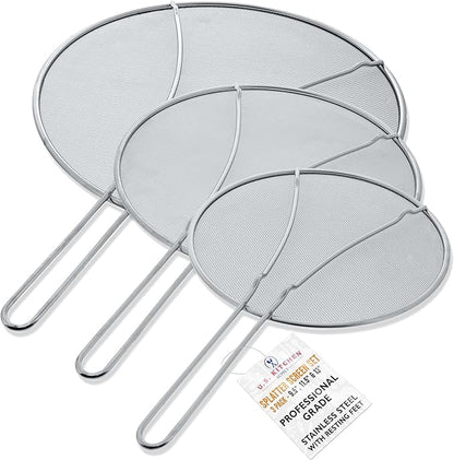 U.S. Kitchen Supply Set of 3 Stainless Steel Splatter Screen by USKitchenSupply