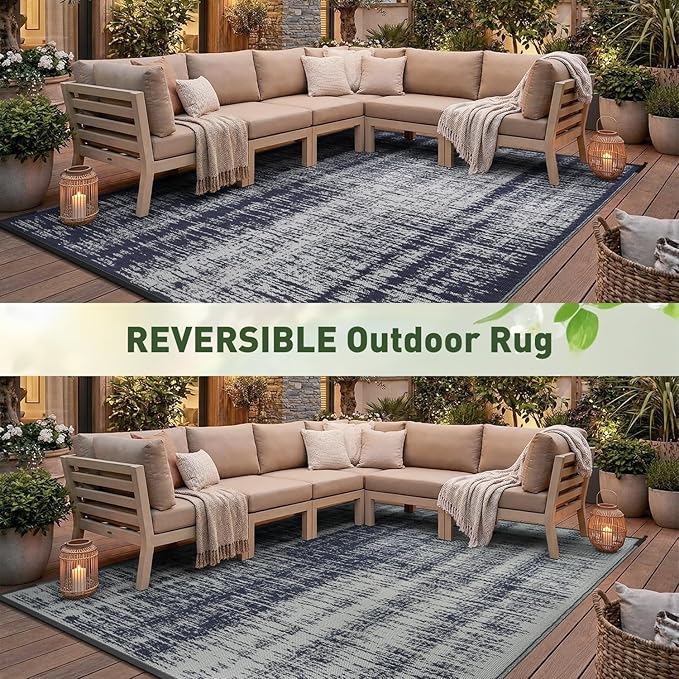 MontVoo Outdoor Rug Waterproof 5x8 ft Outdoor Patio Rug Mat Reversible Plastic - Image 8