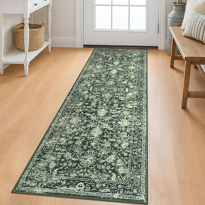 KILOCOCO Hallway Runner 2x6 Rug Runner Printed Vintage Floral Washable Kitchen by Kilococo