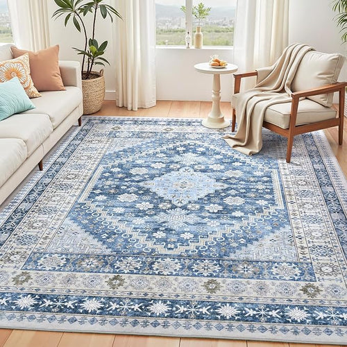 6x9 Washable Area Rugs, Large Living Room Rug, Vintage Boho Carpet, Non Slip by Carpelux