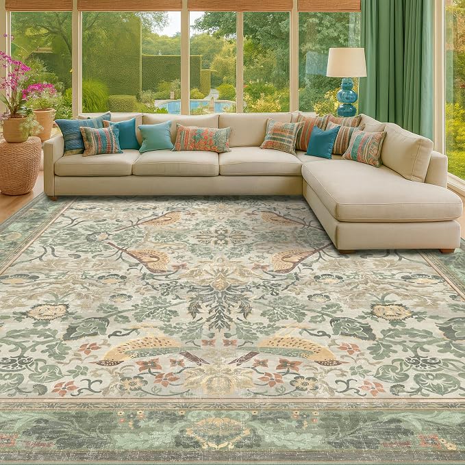 Floral Washable Large Rugs for Bedroom 10x14 - Image 7