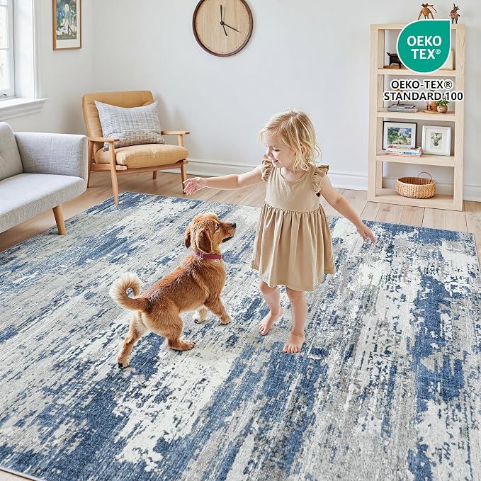 Area Rugs 8x10 Living Room: Large Soft Washable Rug Modern Abstract Anti-Skid - Image 4