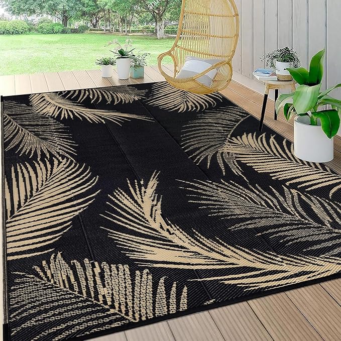 Pauwer Waterproof Outdoor Rug 8x10, Reversible Plastic Straw Patio Camping Rug by Pauwer