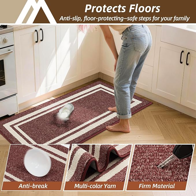 COSY HOMEER Kitchen Rugs Non-Slip 24x35/24x60 Inch Thick Polypropylene Standing - Image 5