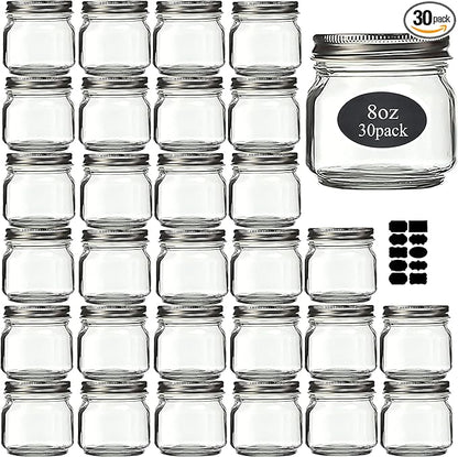 Mason Jars 8 oz 30 Pack- Small Mason Jars by Rainforce