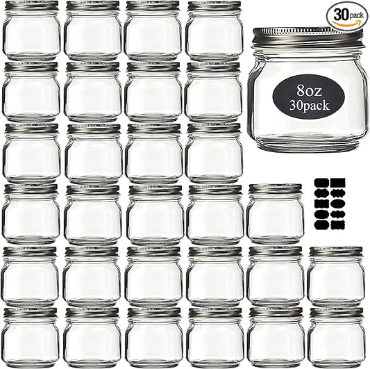 Mason Jars 8 oz 30 Pack- Small Mason Jars by Rainforce