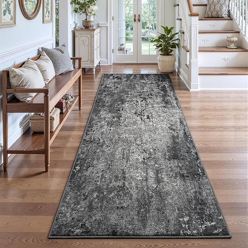 2x7 Black Rug Runners for Hallways Kitchen Runner Rug Non Slip Washable Black by OmpaaHomeDecor