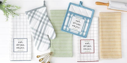 DII Home Sweet Farmhouse Kitchen Collection, Potholder/Oven Mitt/Dishtowel Set - Image 5