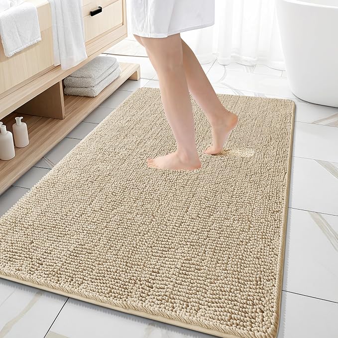OLANLY Large Bathroom Rugs 59x35, Extra Soft Absorbent Chenille Bath Rugs by OLANLY