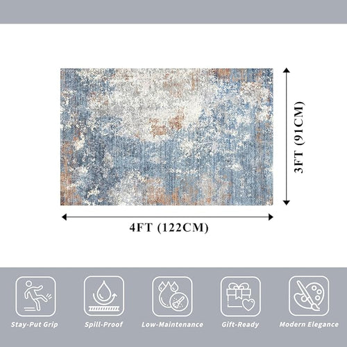 3x4 Washable Entryway Rug – Non-Slip Modern Abstract Small Area Rug - Image 2