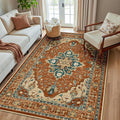 RELEANY Area Rugs 5'x8' Washable Non-Slip, Floral Vintage Distress Medallion by RELEANY