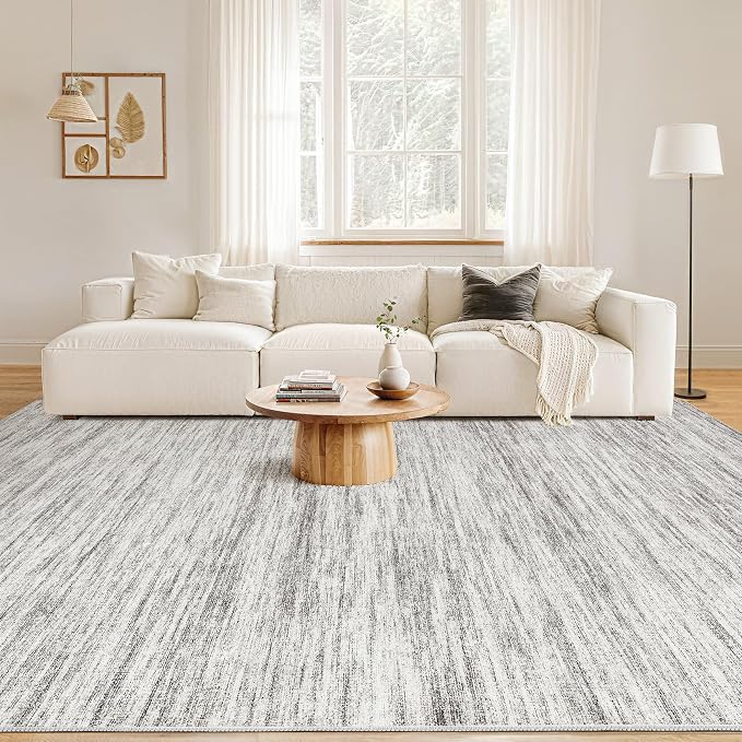 Nakagishi 10x14 Area Rugs Living Room: Washable Large Vintage Rug Neutral - Image 4