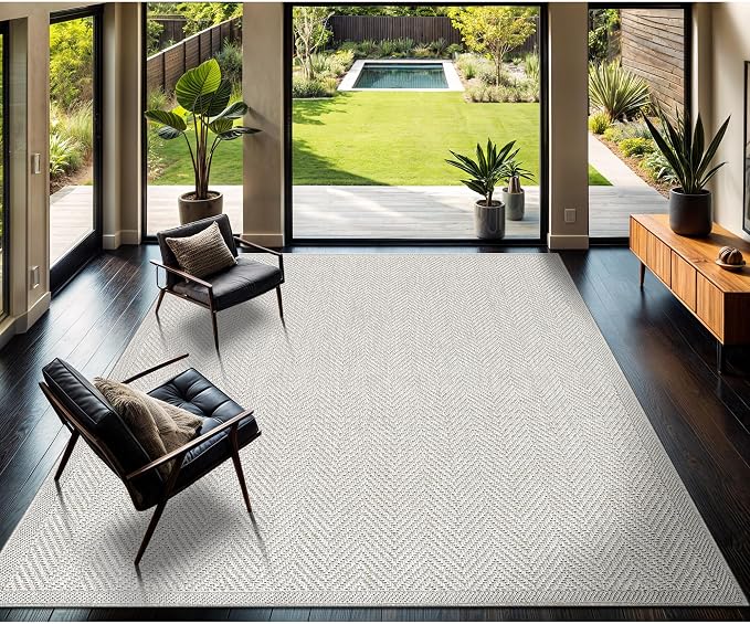 CAMILSON Easy Jute Rug 6x9, Indoor Outdoor Off-White Color Fiber Area Rugs - Image 9