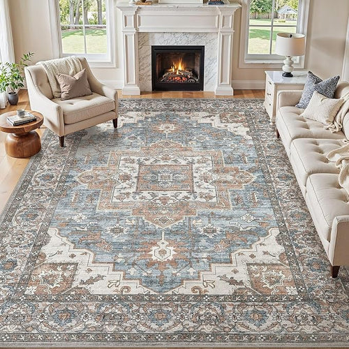 10x12 Area Rugs Living Room: Washable Vintage Rug Large Non-Slip Stain by JessibouAreaRug