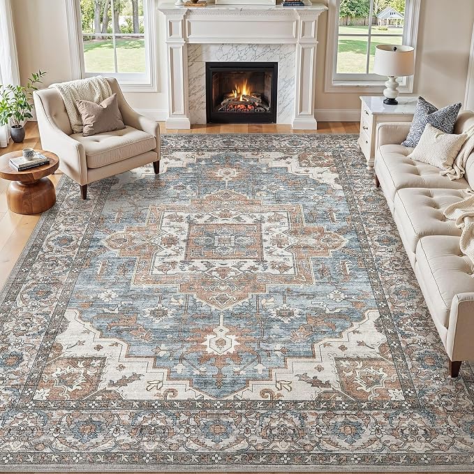10x14 Area Rugs Living Room: Washable Vintage Rug Large Non-Slip Stain by JessibouAreaRug