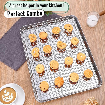 Homikit Baking Sheet with Wire Rack Set, Nonstick Jelly Roll Pan Baking Tray - Image 5