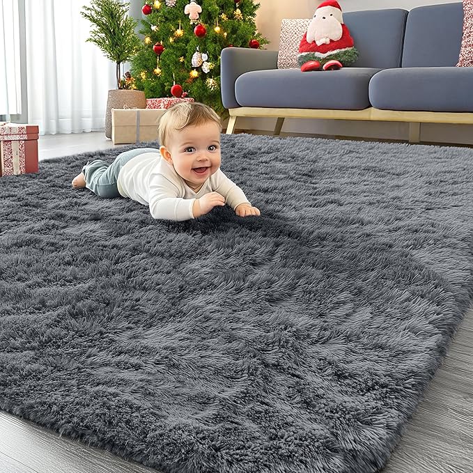 OLANLY 4x7 Area Rugs for Living Room Bedroom, Machine Washable Soft Fluffy by OLANLY