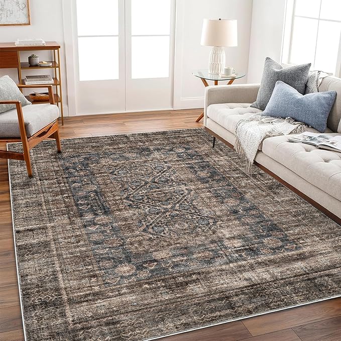 CHAMPLANT Washable Area Rug 4'x6' Vintage Traditional Floor Cover Foldable Thin by CHAMPLANT
