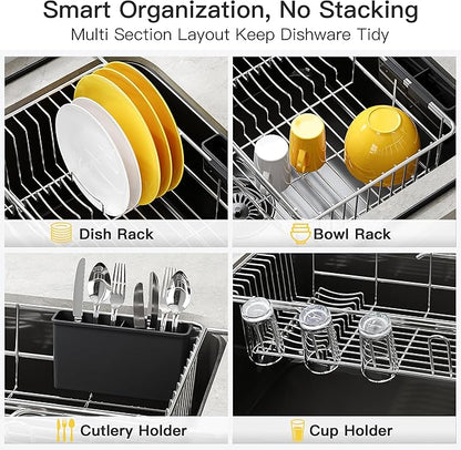JASIWAY Dish Drying Rack in Sink, Expandable Stainless Steel Dish Drainers - Image 7