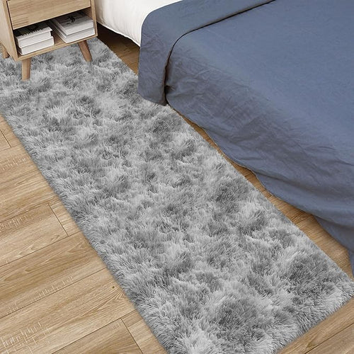 2x6 Grey Runner Rug for Bedroom, Soft Fluffy Runner Area Rug for Living Room by TENNOLA