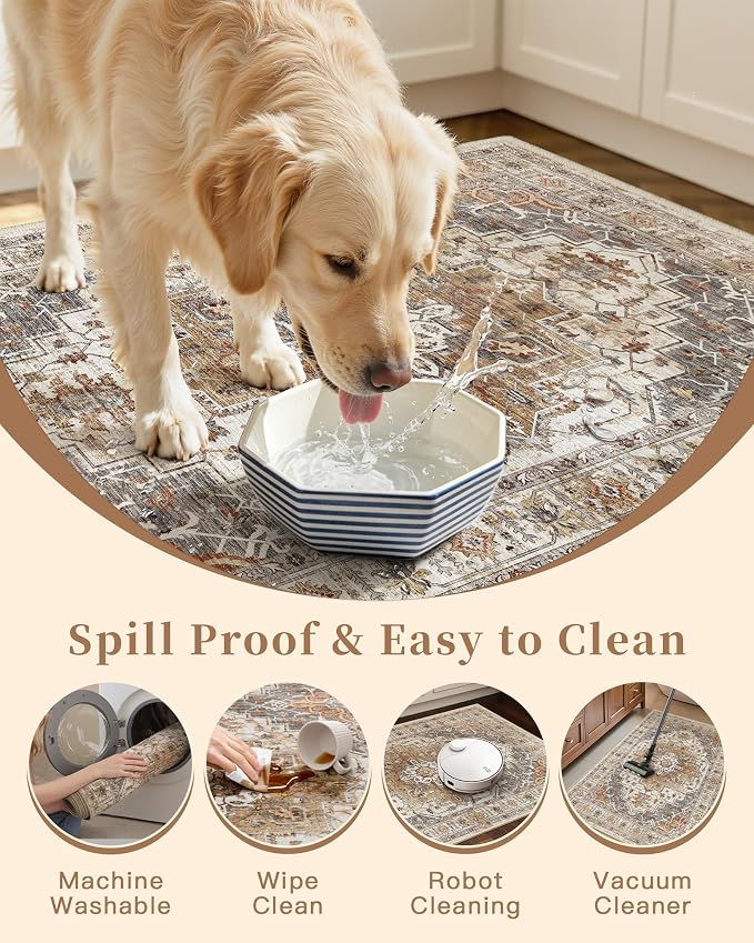 Madane Washable Kitchen Rug Set of 3, Small Area Rug Non-Slip Vintage Entryway - Image 7