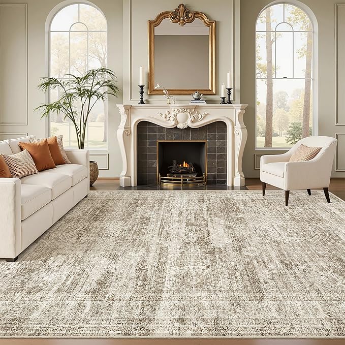Soalmost 9x12 Area Rugs for Living Room, Non Slip Machine Washable Vintage Rugs by Soalmost