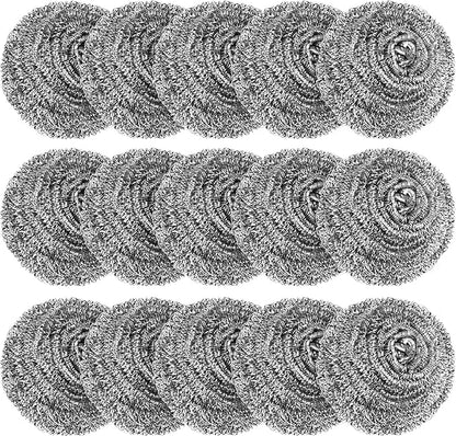 15 Pack Steel Wool Scrubber, Metal Kitchen Scrubbing Sponges, Dishwashing by VOPTON