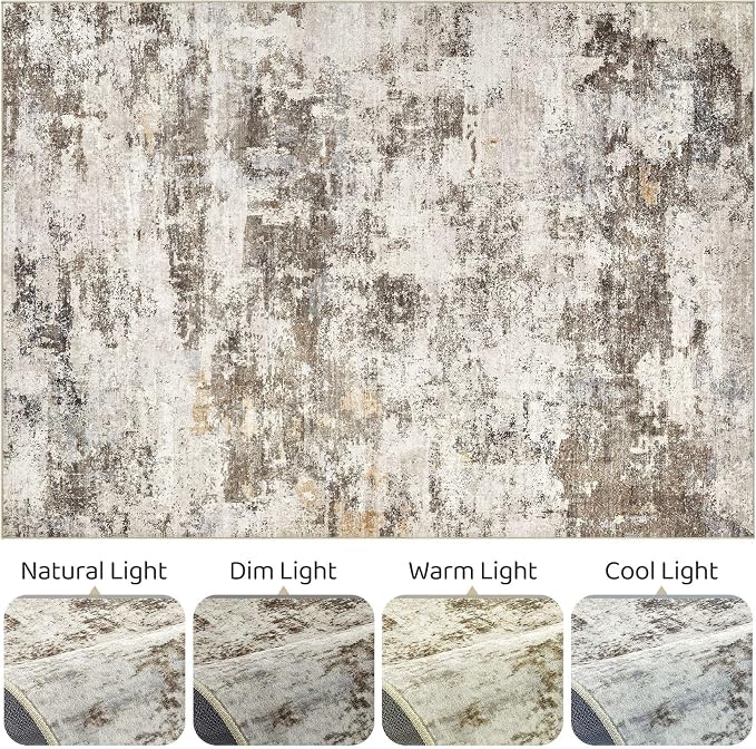 6x9 Area Rug Living Room: Washable Large Abstract Neutral Modern Soft Rugs - Image 9