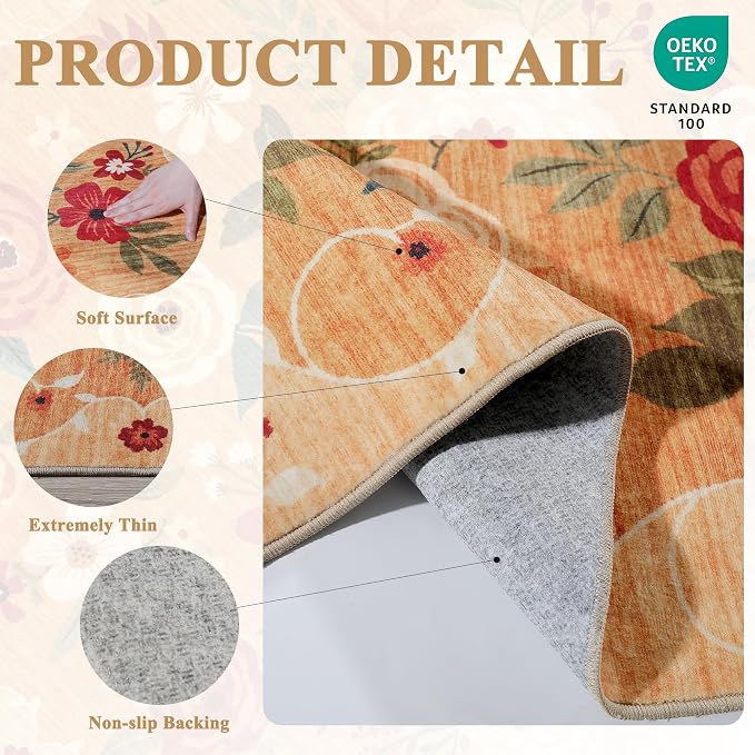 DUKINO 5x7 Area Rug, Floral Rugs - Image 5