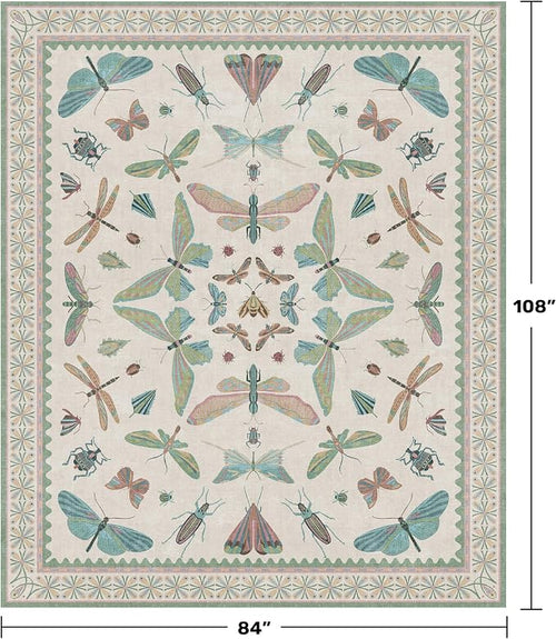7x9 Green Butterfly Rugs for Kids Bedroom - Image 2