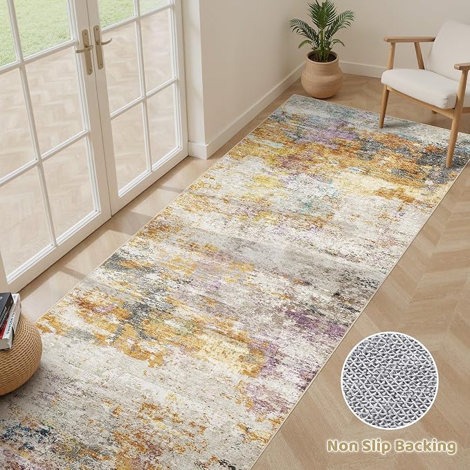 Runner Rug Kitchen Washable Rugs: 2x10 Non-Slip Abstract Soft Modern Stain - Image 3