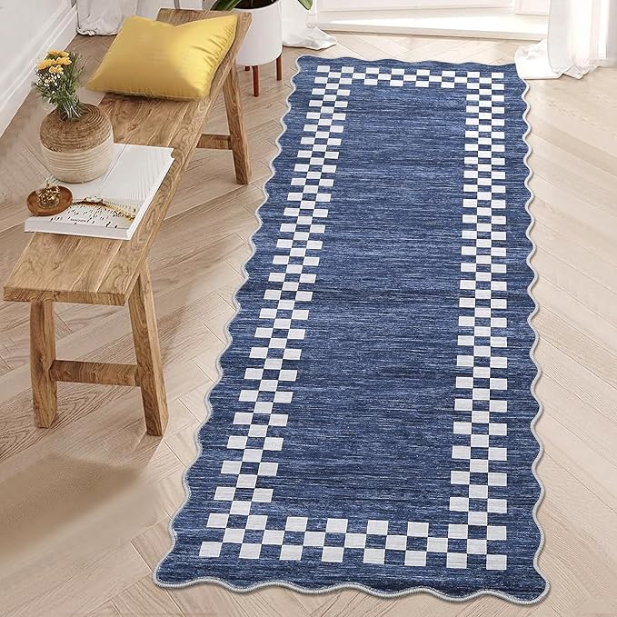 Washable Runner Rug 2x10 Modern Bordered Hallway Runner Rug Non Slip Kitchen - Image 8