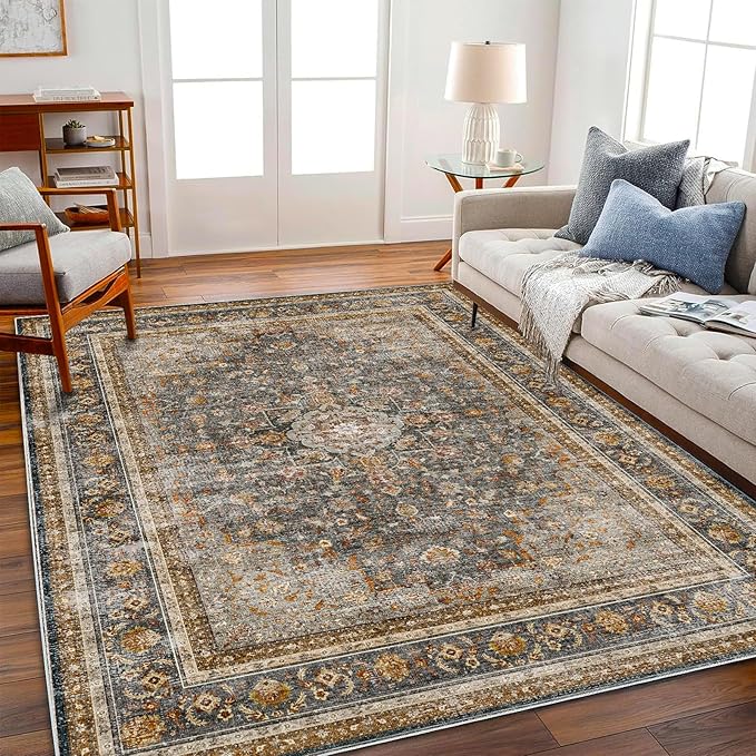 CHAMPLANT Area Rug 6'x9' Washable Vintage Traditional Floor Cover Thin Retro by CHAMPLANT