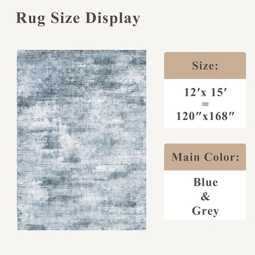 12x15 Area Rug for Living Room – Large Modern Neutral Abstract Thin Washable - Image 2