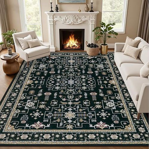 8x10 Area Rugs for Living Room: Washable Rug Soft Vintage Boho Medallion Carpet by EXPEDIX