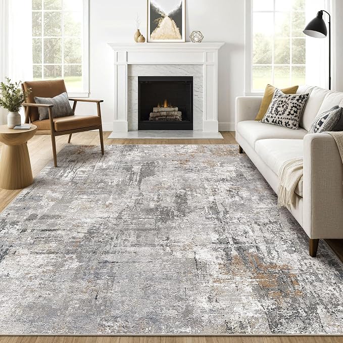LOONGRUG 9x12 Area Rug Living Room: Washable Large Abstract Soft Stain by LOONGRUG