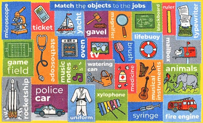 Looney Tunes Educational Kids Rug – ABC Alphabet, Professions & Jobs Matching - Image 9