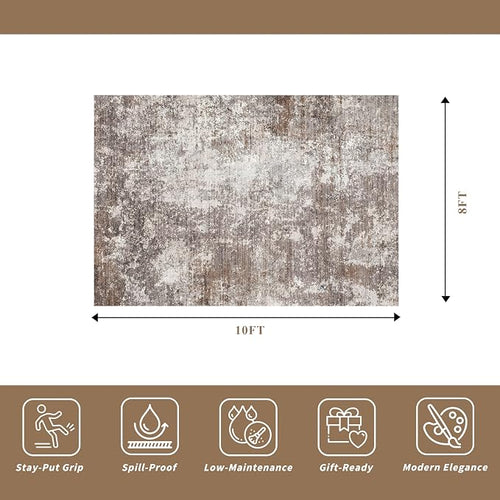 8x10 Washable Living Room Rug – Modern Neutral Abstract Large Area Rug - Image 2