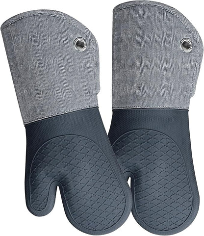 Professional Microwave Silicone Oven Mitts one Pair, Kitchen Mitten Set by REDLMLDETA