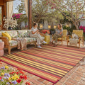 Outdoor Plastic Straw Rug Waterproof Patio 8x10 Red Orange Stripe Mat by WondRg