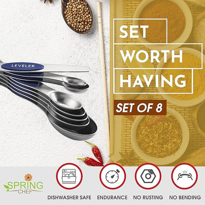 Spring Chef Stainless Steel Magnetic Measuring Spoons Set of 8 - Image 3