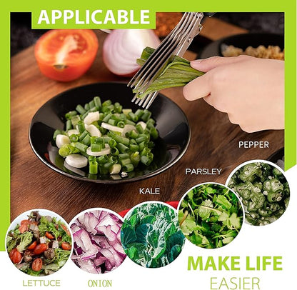 Herb Scissors with 5 Blades & Cleaning Kit, Stainless Steel Kitchen Shears - Image 2