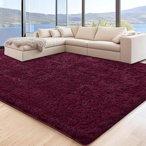 6x9 Burgundy Area Rugs for Living Room, Large Fluffy Shag Rug for Bedroom Kids by Unknown