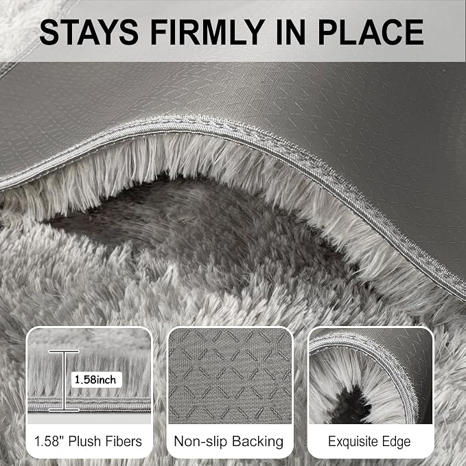 4x6 Ft Light Grey Large Area Rugs - Image 6