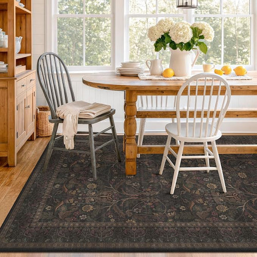 6x9 Dining Room Rugs for Under Table, Washable Carpet Living Room, Dark Brown by Evyhood