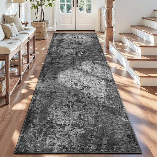 3x12 Black Rug Runners for Hallways Kitchen Runner Rug Non Slip Washable Black by OmpaaHomeDecor