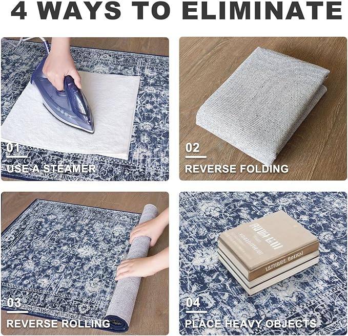 KILOCOCO Area Rug 9x12 Living Room Rug Washable Printed Vintage Floral Non Slip - Image 4
