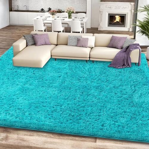 9x12 Teal Area Rugs for Living Room, Large Fluffy Shag Rug for Bedroom Boys - Image 2
