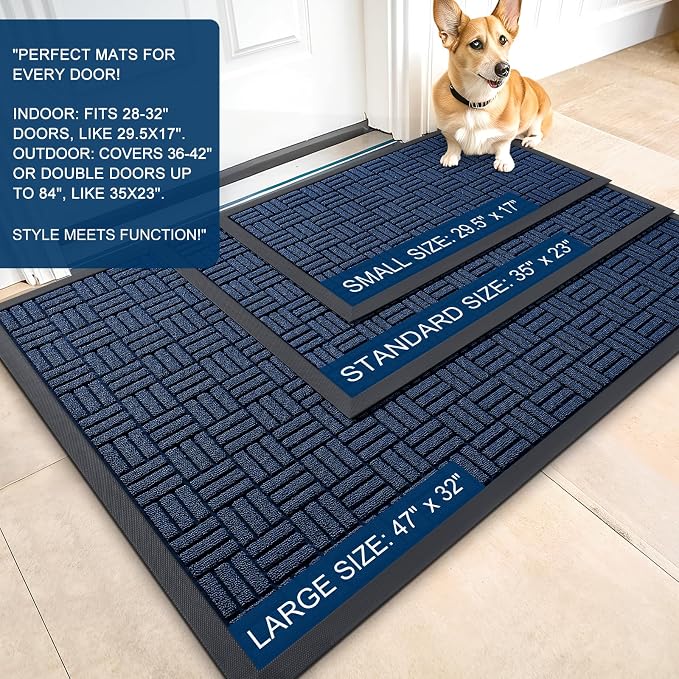 OLANLY Front Door Mat Outside Entrance 33x21, Heavy Duty Sturdy Natural Rubber - Image 2